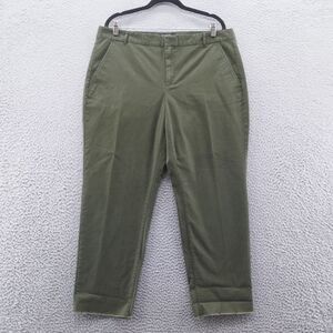 Banana Republic Womens Raw Hem‎ Chino Pants 14 Olive Green High Rise Casual NEW